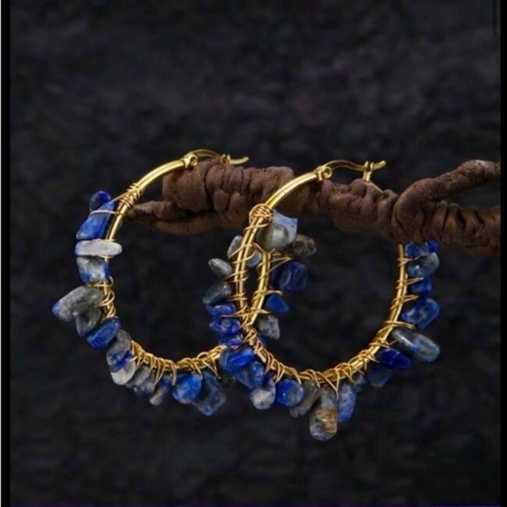 Lapis Lazuli Hoop Earrings